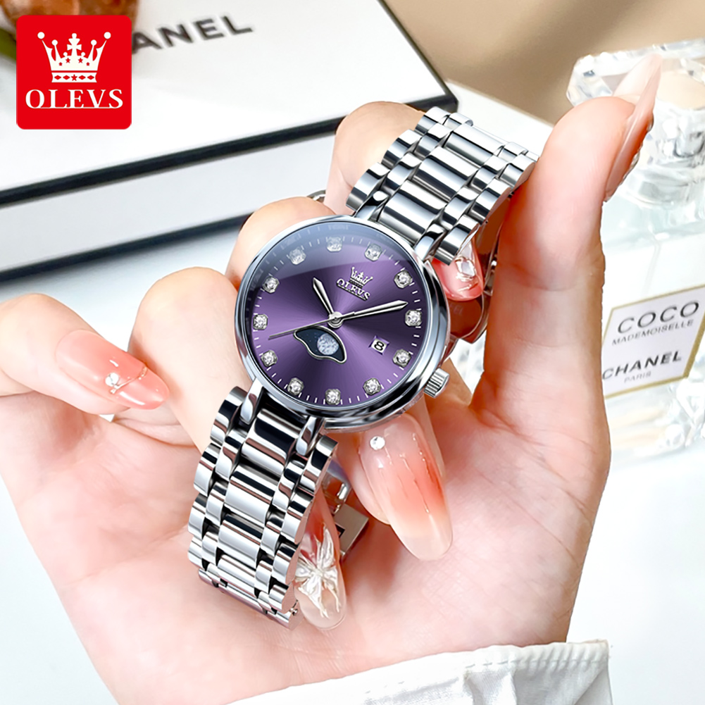 Luxury Watch Moon Phase - OLEVS Orologio al quarzo con quadrante