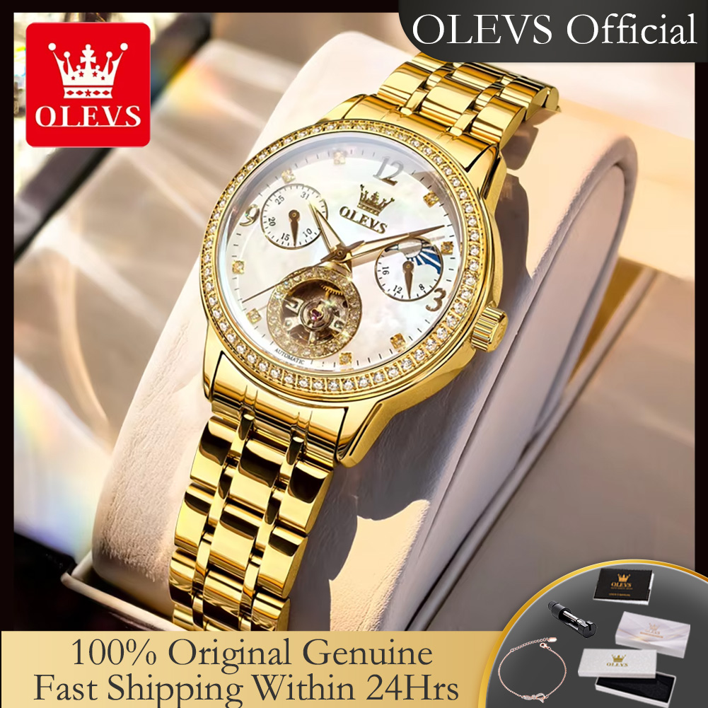 Luxury Watch Moon Phase - OLEVS 6750 Orologio Automatico da Donna
