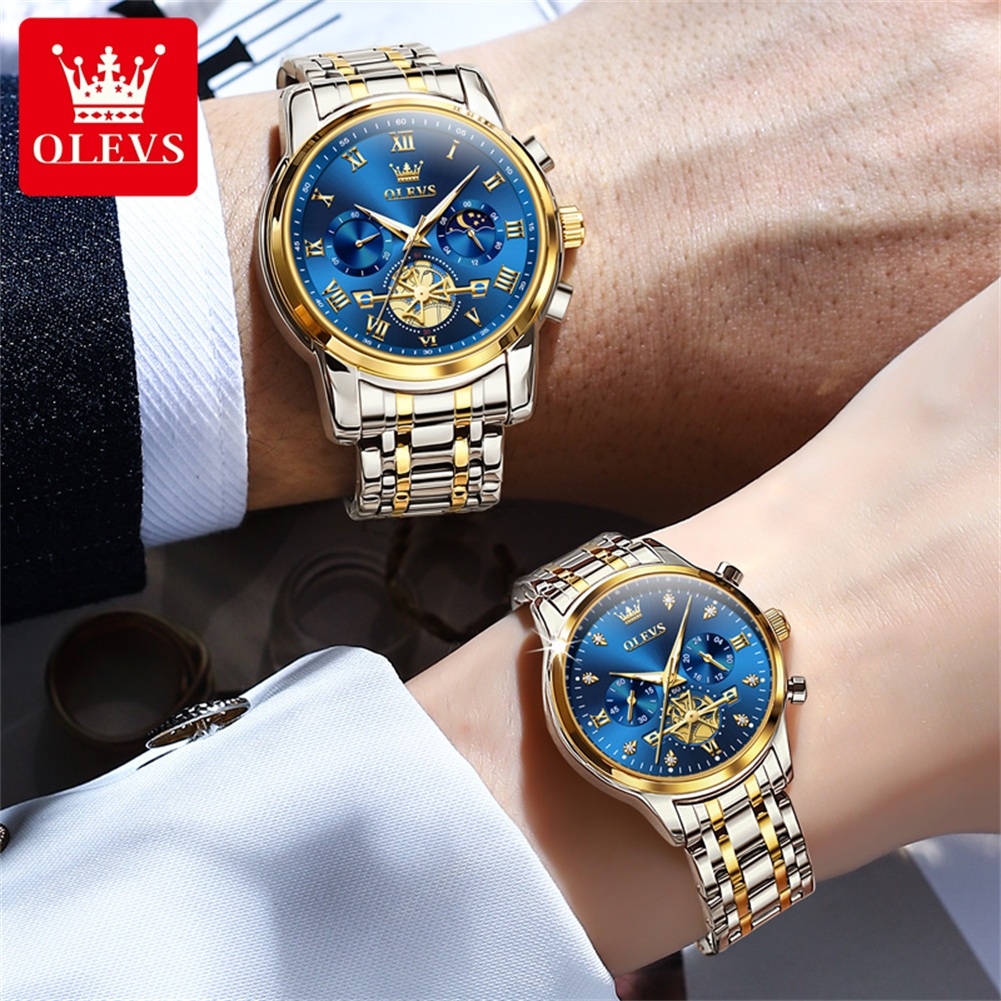 OLEVS Orologio da coppia al qu - Luxury Watch Moon Phase recensione e prezzo