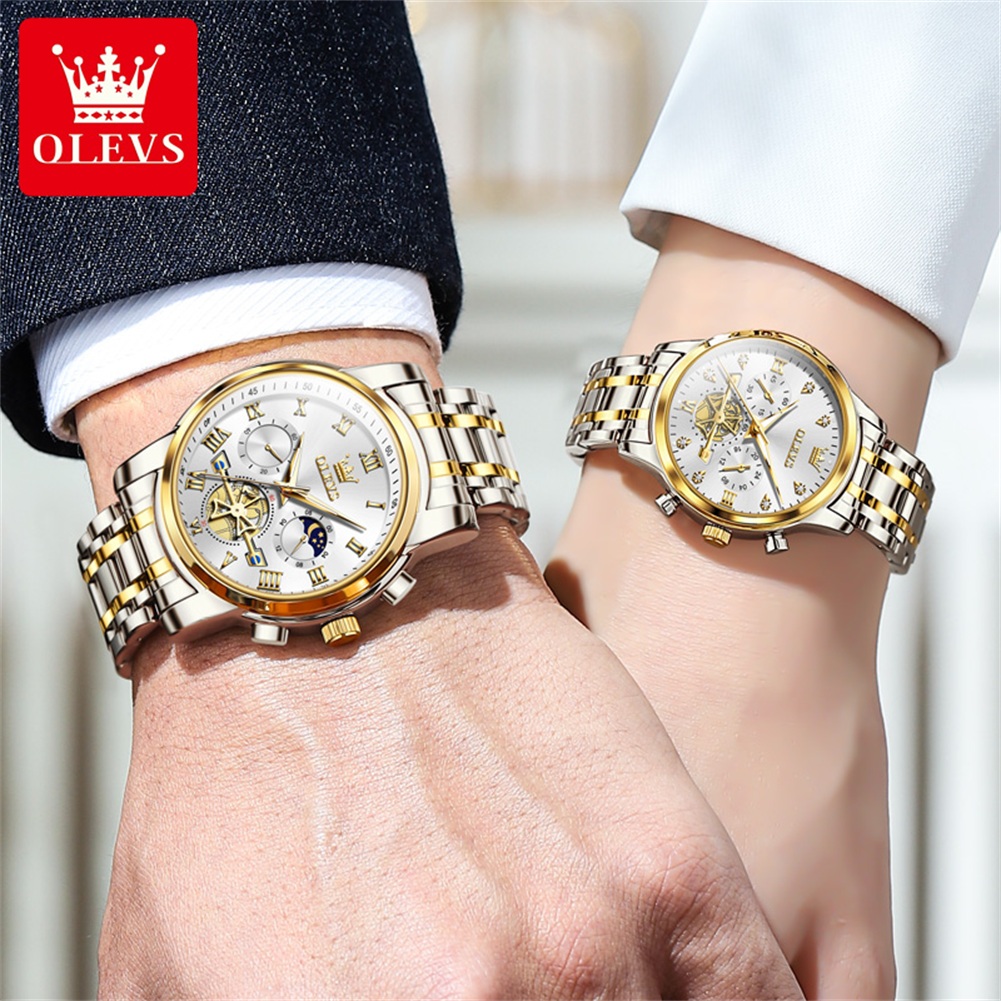 OLEVS Orologio da coppia al qu - Luxury Watch Moon Phase recensione e prezzo