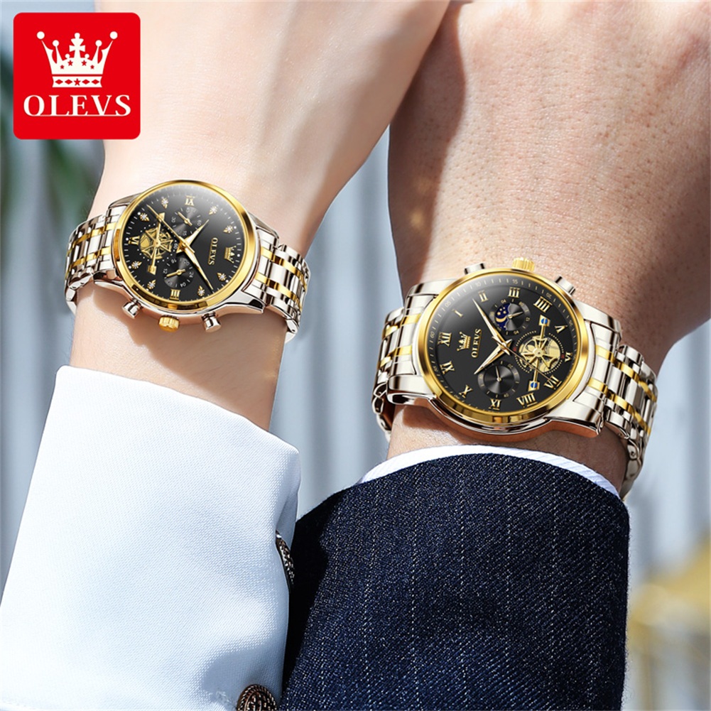 OLEVS Orologio da coppia al qu - Luxury Watch Moon Phase recensione e prezzo