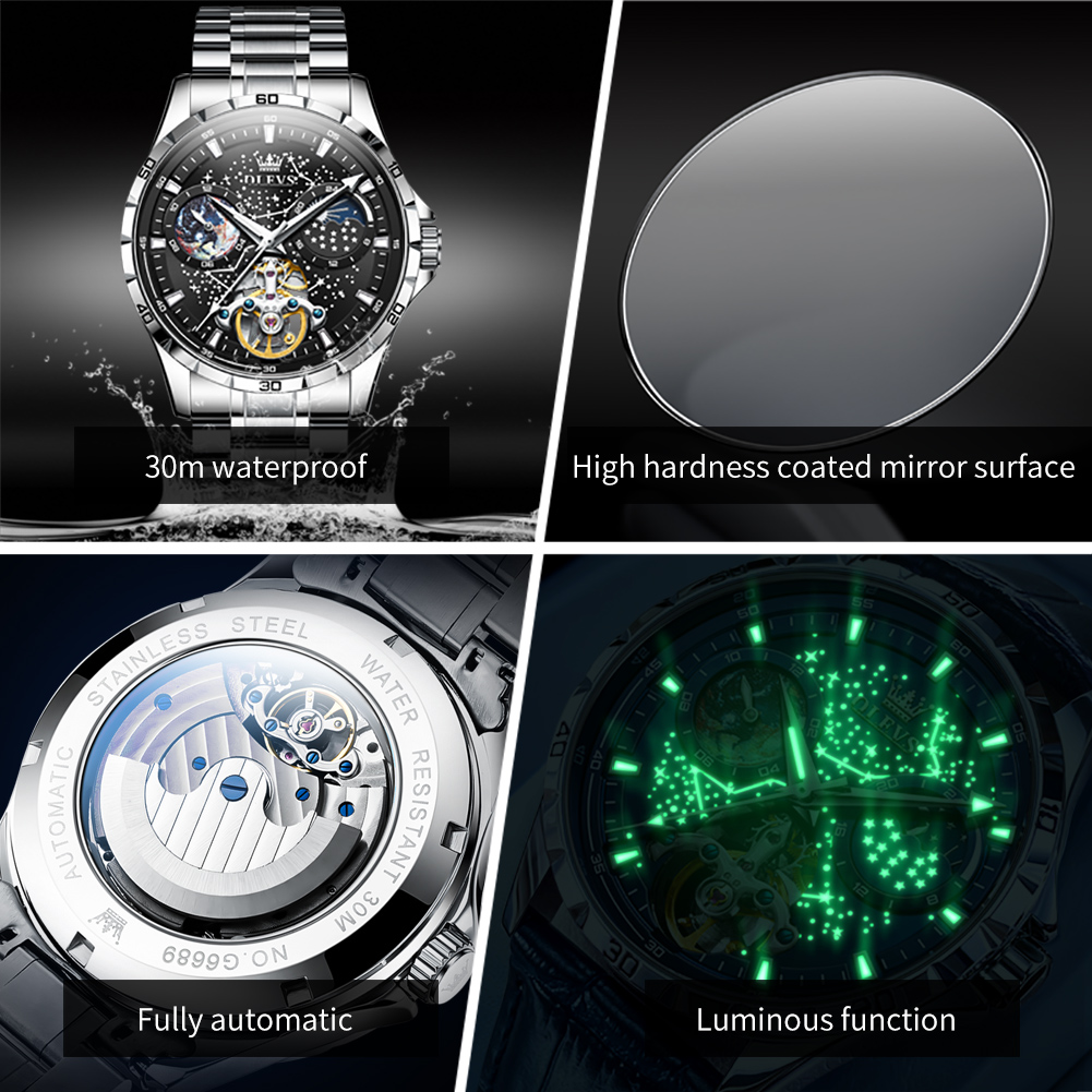 OLEVS 6689 Orologio automatico - Luxury Watch Moon Phase recensione e prezzo