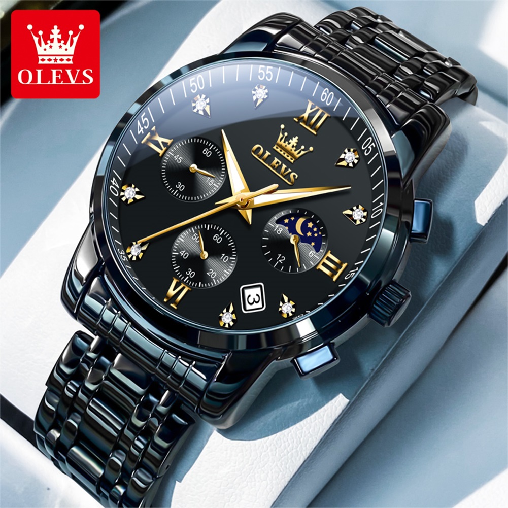 OLEVS Orologi da uomo popolari - Luxury Watch Moon Phase recensione e prezzo