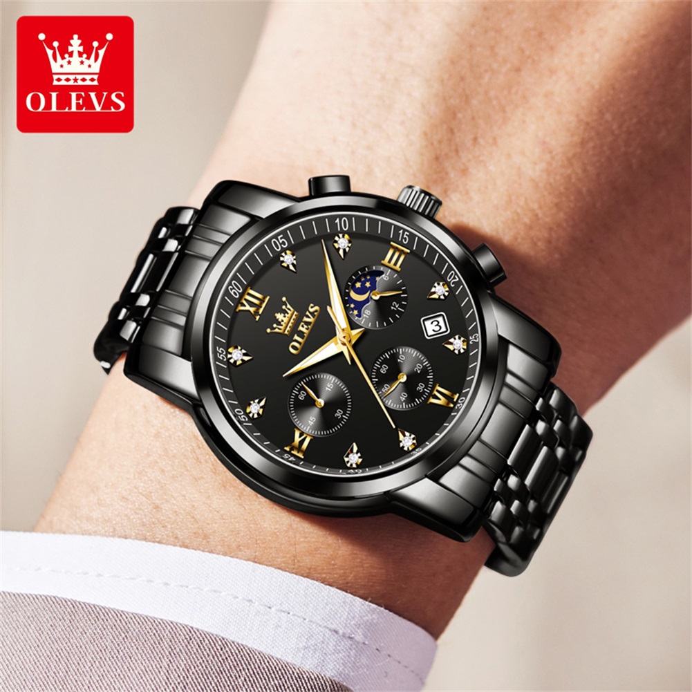 OLEVS Orologi da uomo popolari - Luxury Watch Moon Phase recensione e prezzo
